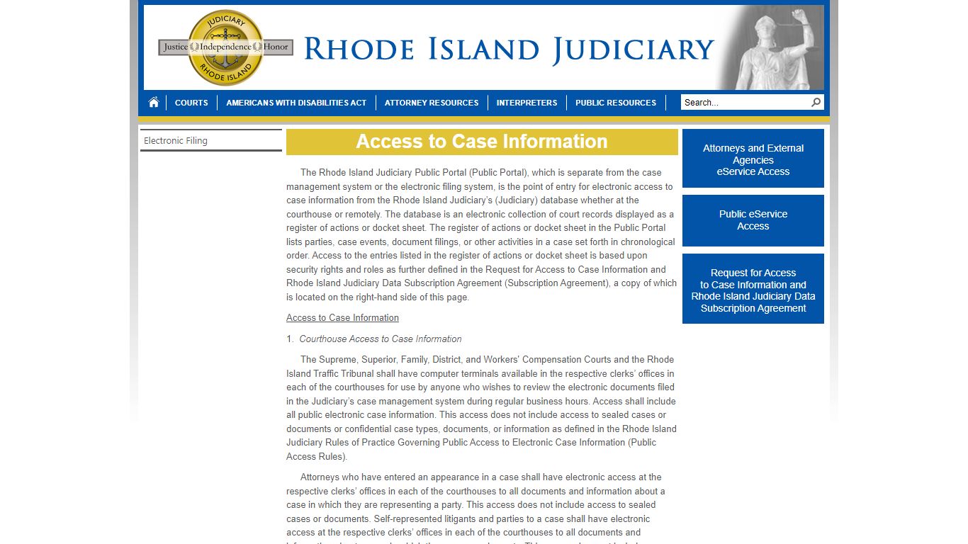 Access to Case Information - Rhode Island